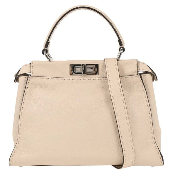 Fendi Off-white Leather Peekaboo 2way Handbag 8BN290-NDU-189-3262 177524 - Picture 1 of 10